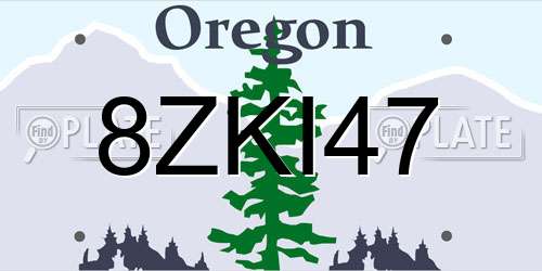 8ZKI47 Oregon License Plate