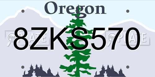 8ZKS570 Oregon License Plate