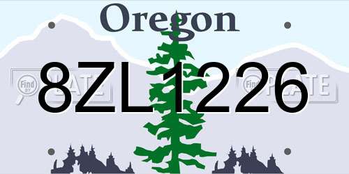 8ZL1226 Oregon License Plate