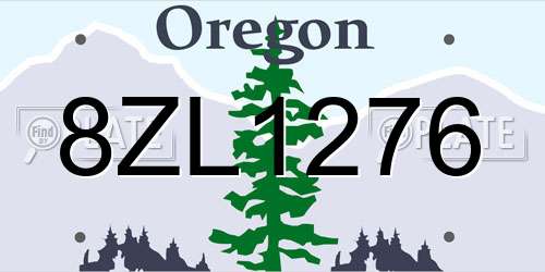 8ZL1276 Oregon License Plate