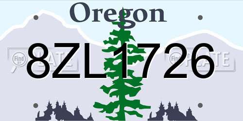 8ZL1726 Oregon License Plate