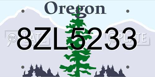 8ZL5233 Oregon License Plate
