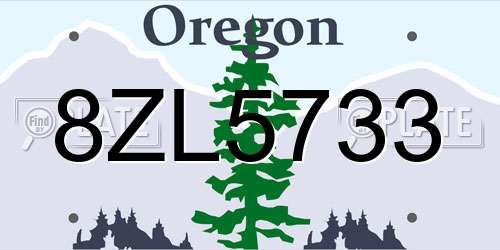 8ZL5733 Oregon License Plate