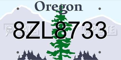 8ZL8733 Oregon License Plate