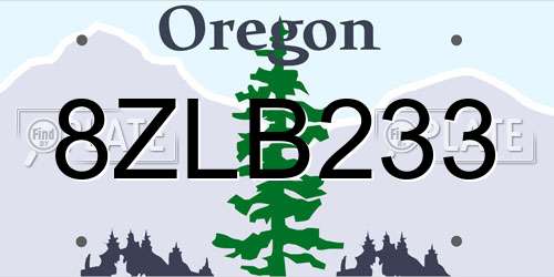 8ZLB233 Oregon License Plate