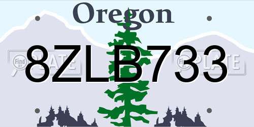 8ZLB733 Oregon License Plate