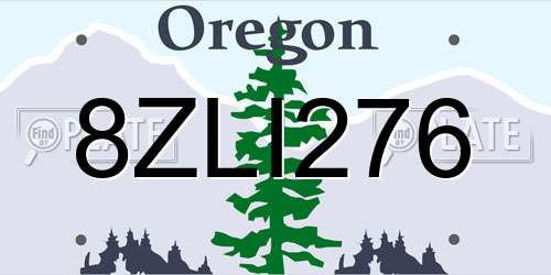 8ZLI276 Oregon License Plate