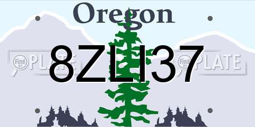 8ZLI37 Oregon License Plate