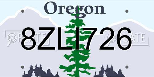 8ZLI726 Oregon License Plate