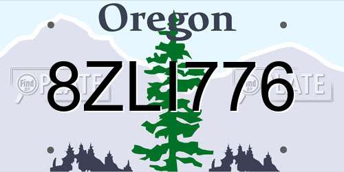 8ZLI776 Oregon License Plate