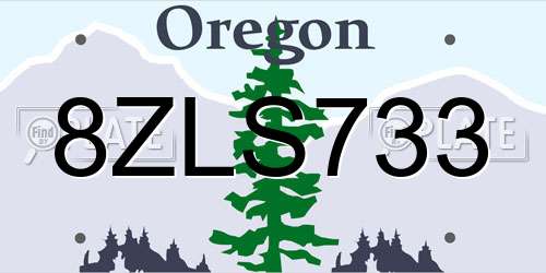 8ZLS733 Oregon License Plate
