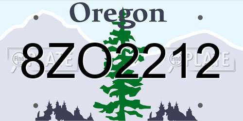 8ZO2212 Oregon License Plate