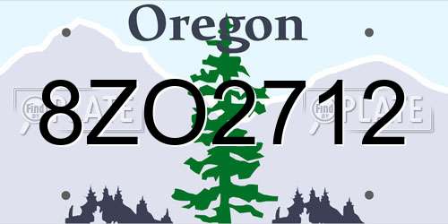 8ZO2712 Oregon License Plate