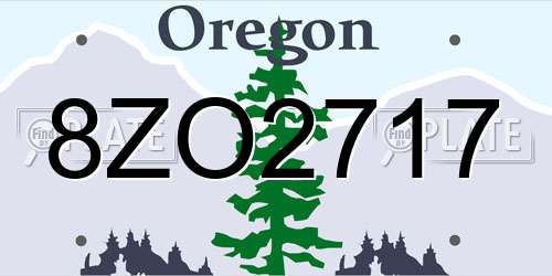 8ZO2717 Oregon License Plate
