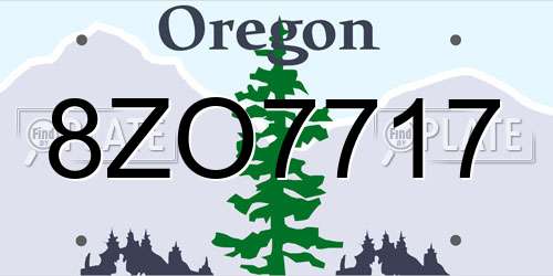 8ZO7717 Oregon License Plate
