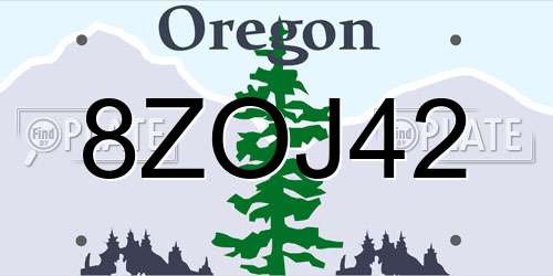 8ZOJ42 Oregon License Plate