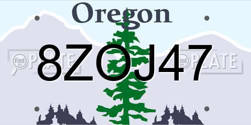 8ZOJ47 Oregon License Plate