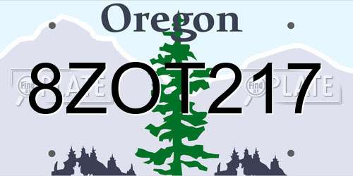 8ZOT217 Oregon License Plate