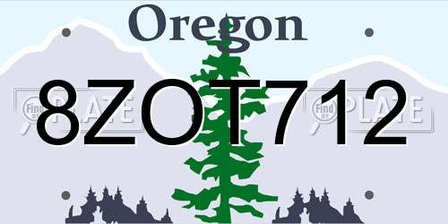 8ZOT712 Oregon License Plate