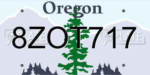 8ZOT717 Oregon License Plate