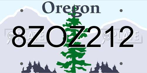 8ZOZ212 Oregon License Plate