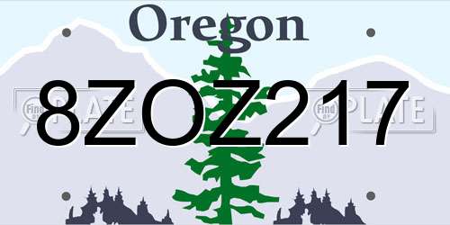 8ZOZ217 Oregon License Plate