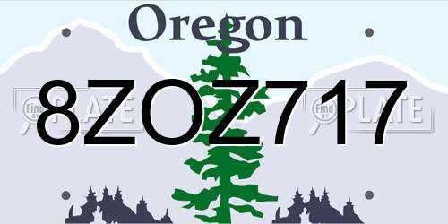 8ZOZ717 Oregon License Plate