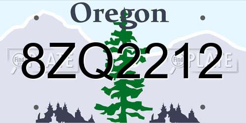 8ZQ2212 Oregon License Plate