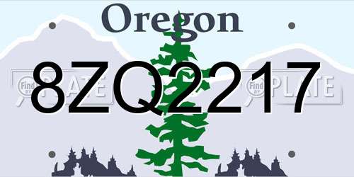 8ZQ2217 Oregon License Plate