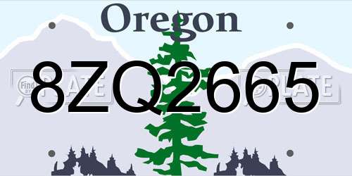 8ZQ2665 Oregon License Plate