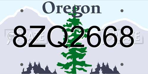 8ZQ2668 Oregon License Plate