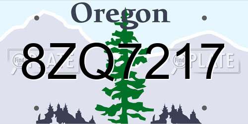 8ZQ7217 Oregon License Plate
