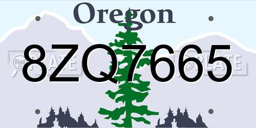 8ZQ7665 Oregon License Plate