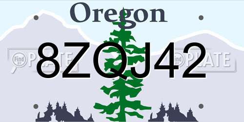 8ZQJ42 Oregon License Plate