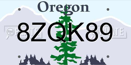 8ZQK89 Oregon License Plate