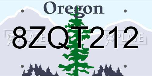 8ZQT212 Oregon License Plate