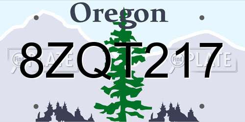 8ZQT217 Oregon License Plate
