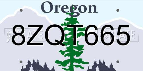 8ZQT665 Oregon License Plate