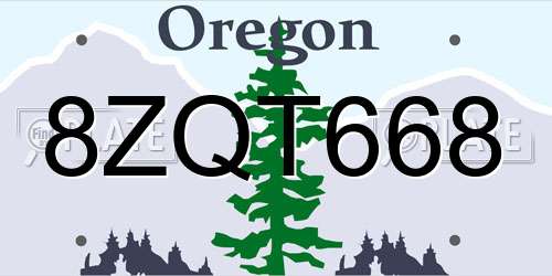 8ZQT668 Oregon License Plate