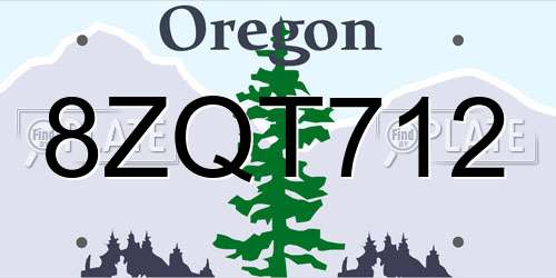 8ZQT712 Oregon License Plate