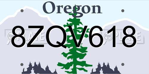 8ZQV618 Oregon License Plate