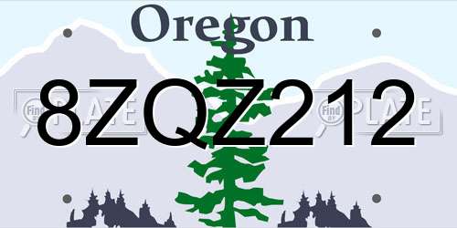 8ZQZ212 Oregon License Plate