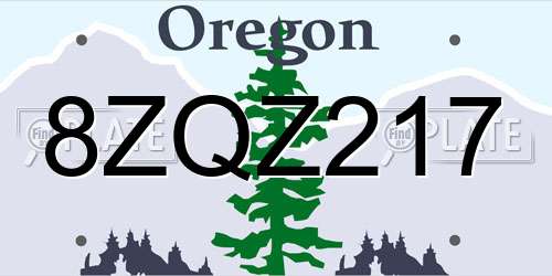 8ZQZ217 Oregon License Plate