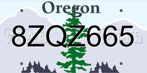 8ZQZ665 Oregon License Plate