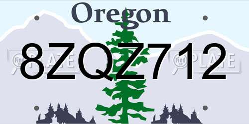 8ZQZ712 Oregon License Plate