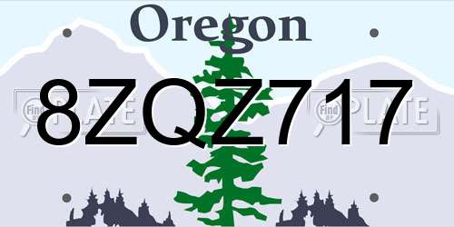 8ZQZ717 Oregon License Plate