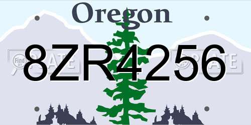 8ZR4256 Oregon License Plate