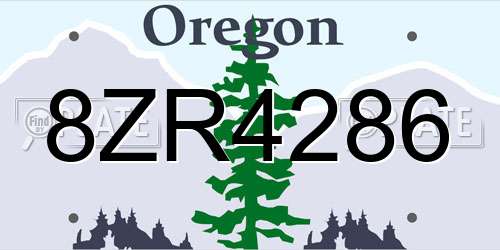 8ZR4286 Oregon License Plate