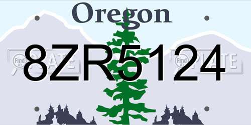 8ZR5124 Oregon License Plate