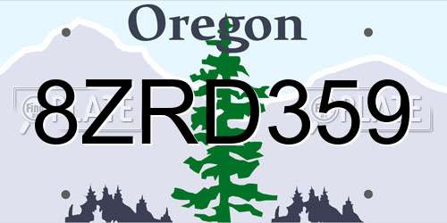 8ZRD359 Oregon License Plate